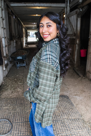 Plaid & Festive Flannel Shirt • Olive - FINAL SALE