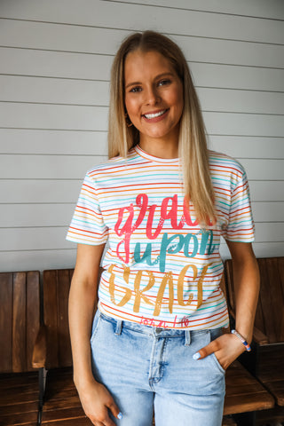 Grace Upon Grace Graphic Tee • Stripes Multi