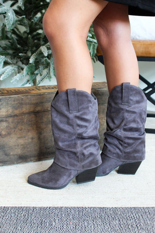 Freida Foldover Slouch Boot • Grey