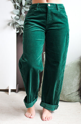 Cindi Corduroy Barrel Leg • Hunter Green