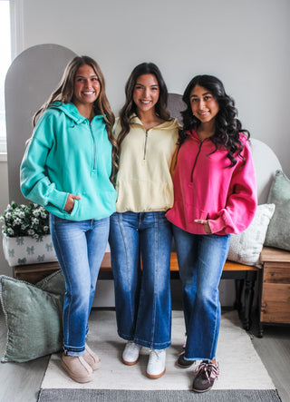 Steady State Half Zip Hoodie • Hot Pink