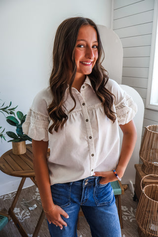 Isabelle Linen Blouse • Oatmeal