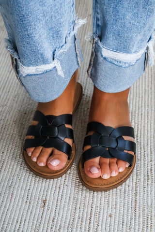 Kaia Braided Slide • Black