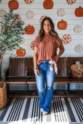 Autumn Acres Cable Knit Top • Terracotta