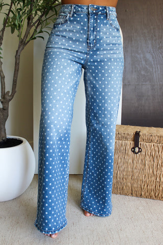 Gemma Polka Dot Wide Leg • Medium Wash
