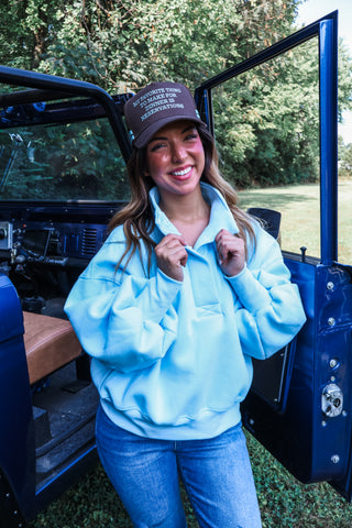 Favorite Thing To Make Trucker Hat • Brown/Blue