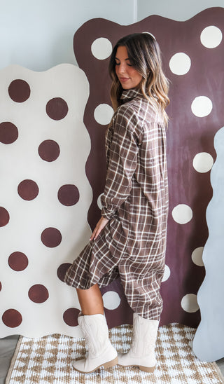 Fall Farmhouse Shirtdress • Brown Plaid