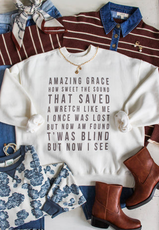 Amazing Grace Mock Neck Sweatshirt • Ivory