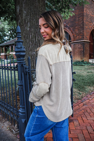 Open Road Ribbed Pullover • Taupe