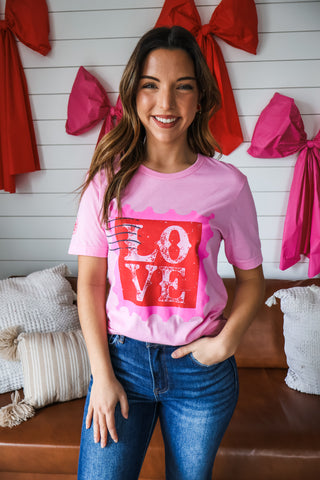 Love Letter Post Stamp Graphic Tee • Pink