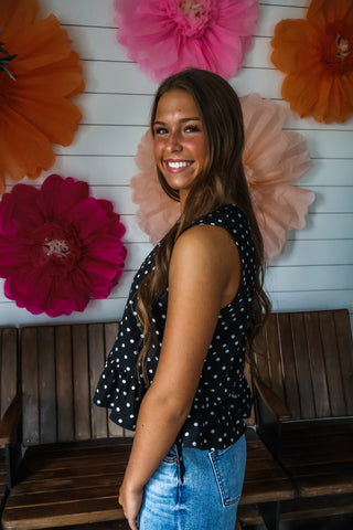 Darling Dreams Polka Dot Top • Black