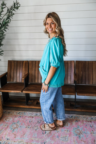 Warm Breeze Pocket Top • Teal