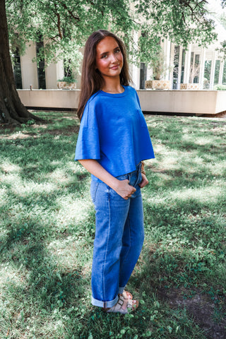 In The Pocket Cropped Tee • Blue