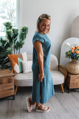 Calm & Composed Midi Dress • Pine*** - FINAL SALE