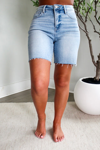 Scottie High Rise Shorts | Tummy Control • Light Wash
