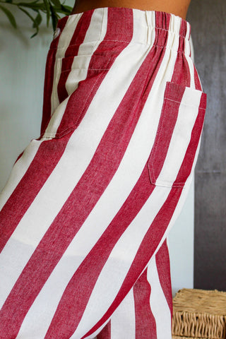 Cabo Striped Pants • Cream/Red