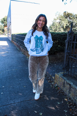 Boots & Bows Graphic Sweatshirt • Ash Grey