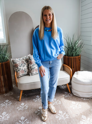 Trust Jesus Graphic Pullover • Blue