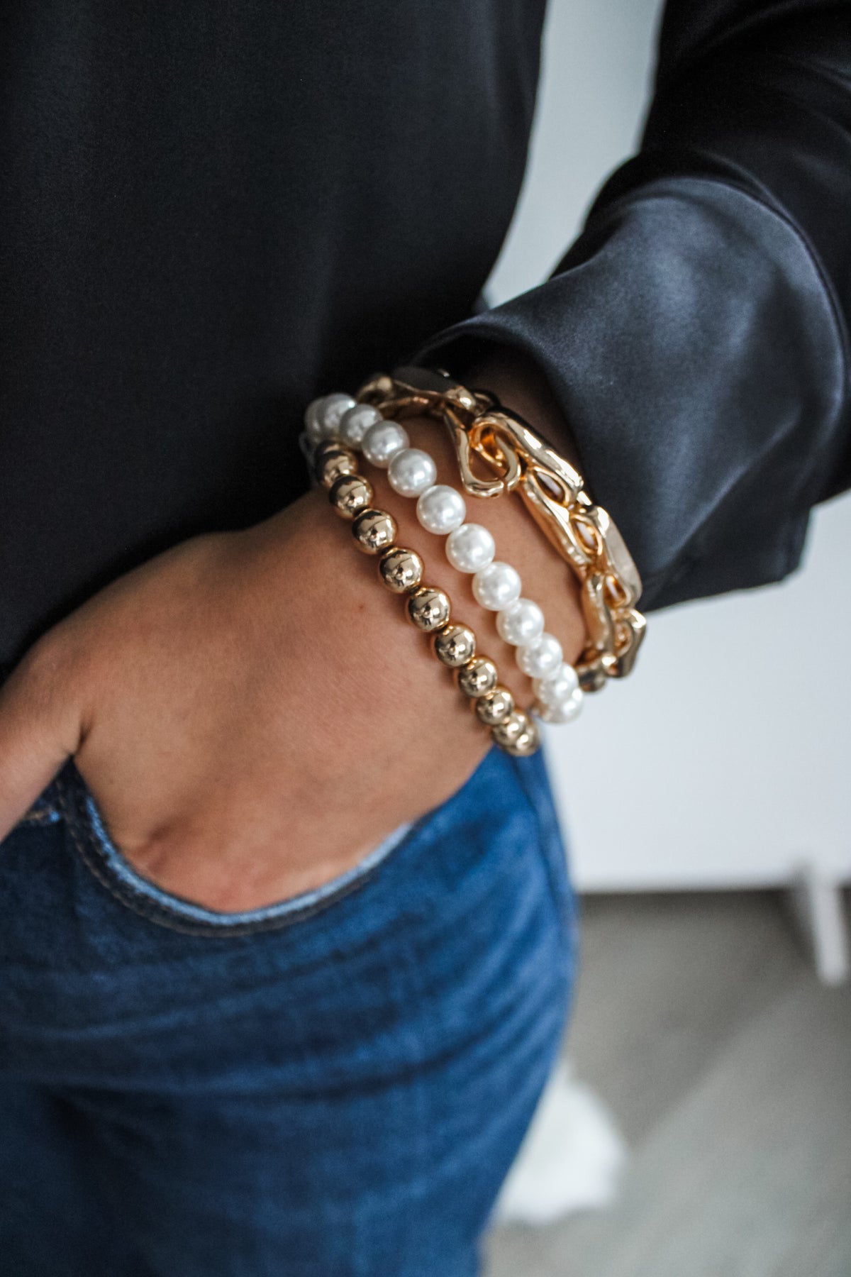 Be Bold Pearl Bracelet Set • Gold