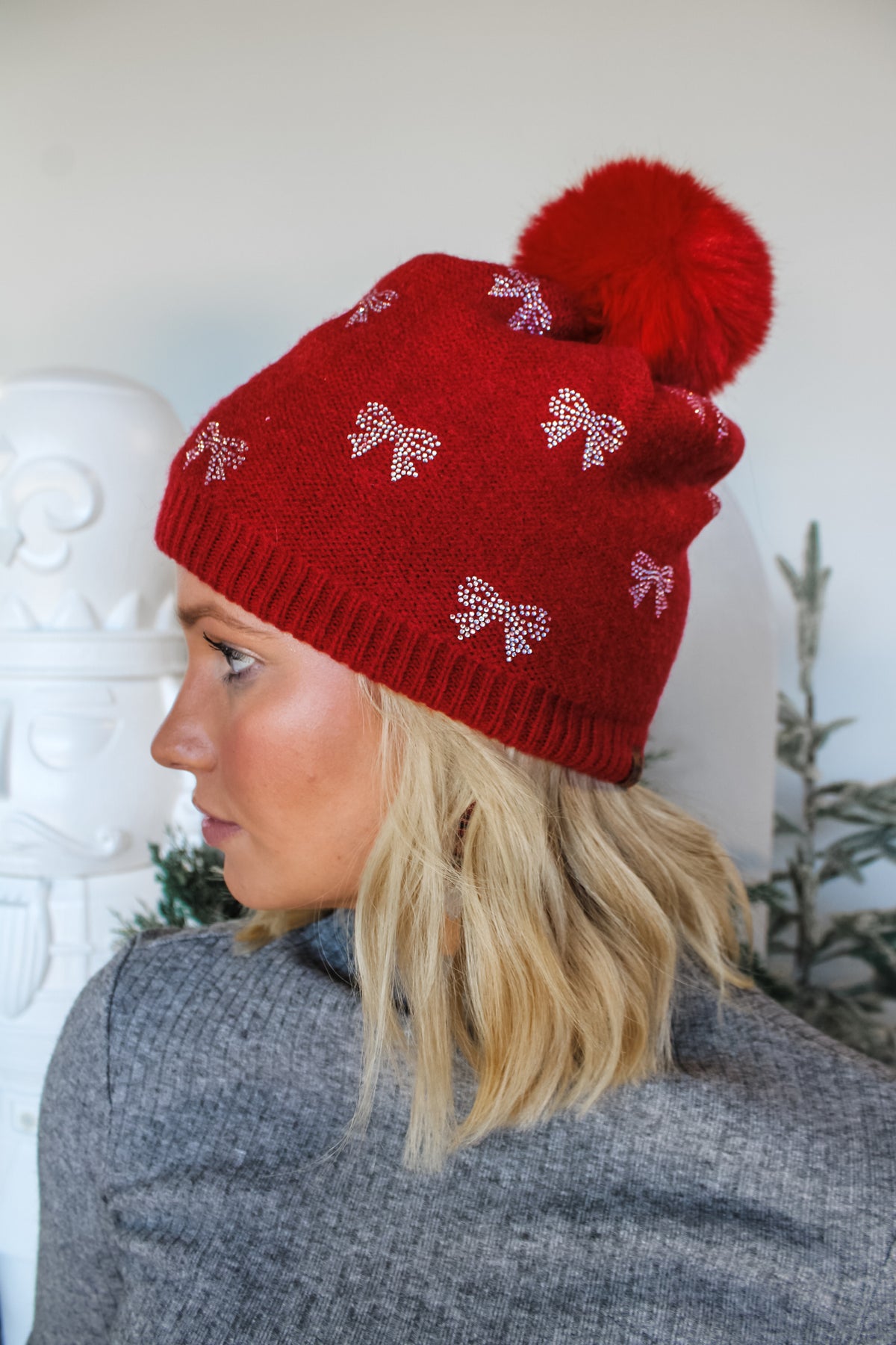 Sleigh Bells & Bows C.C Beanie • Red