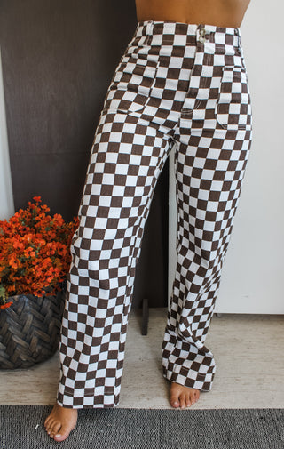Danica Checkered Pants • Espresso - FINAL SALE
