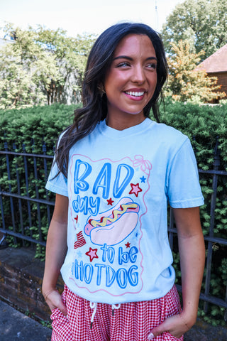 Bad Day To Be A Hotdog Graphic Tee • Light Blue
