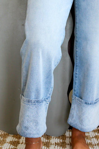 Harlow Patterned Cuff Jean • Light Wash