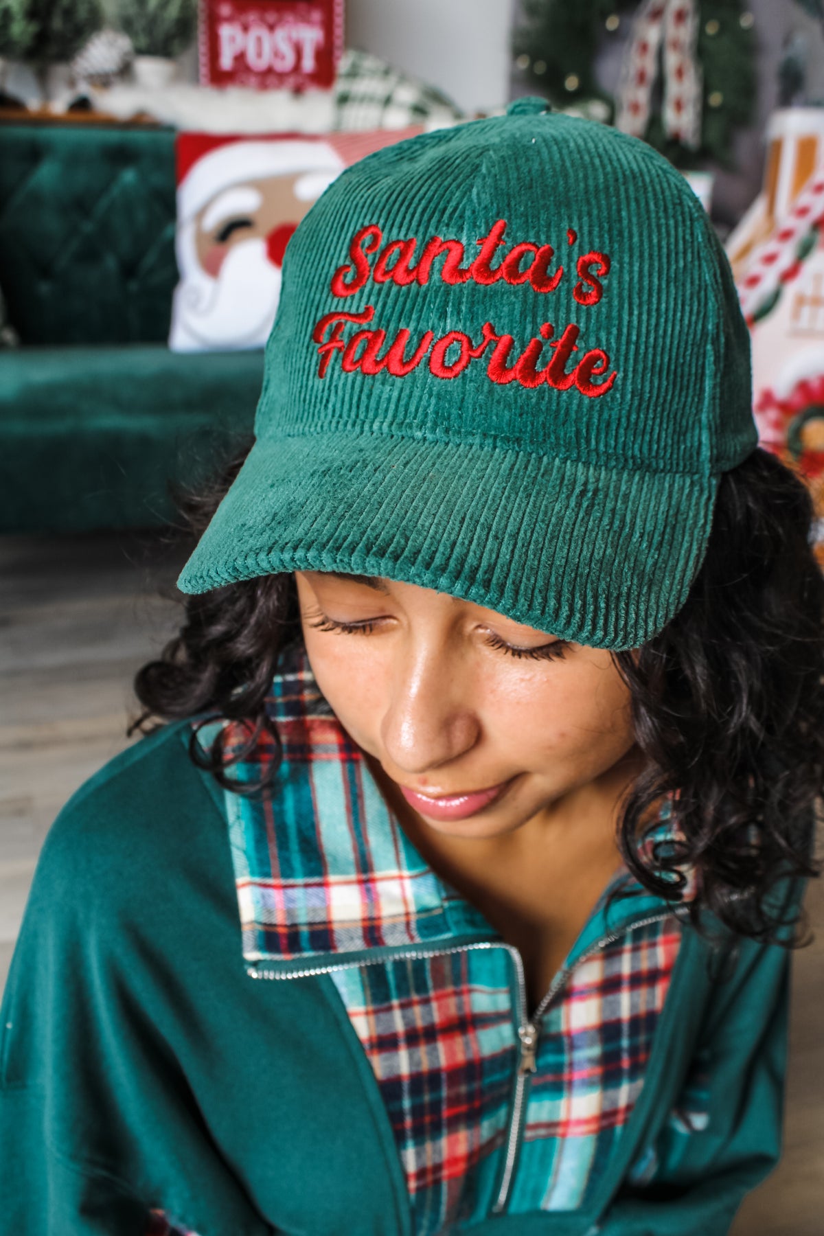 Santa’s Favorite Embroidered Hat • Evergreen