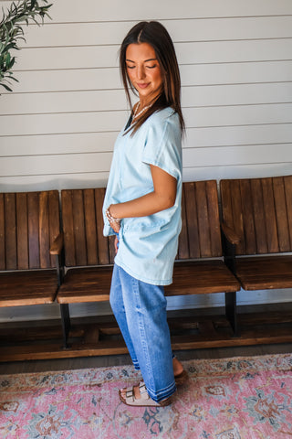 Off The Coast Oversized V-neck • Light Blue