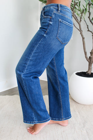 Angie Relaxed Straight Leg | Tummy Control • Dark Wash