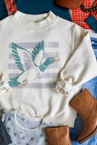 Duck Tales Mock Neck Sweatshirt • Cream