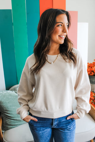 Velvet Crush Pullover • Cosmic Latte - FINAL SALE