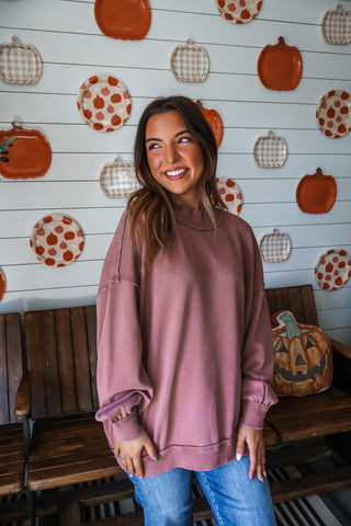 Willow Mock Neck Pullover • Toasted Mauve