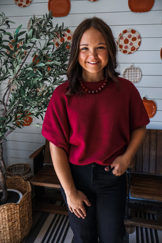 Effortless Staple Dolman Top • Wine