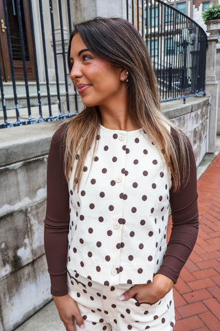 Sunday Spot Vest Top • Cream Dot