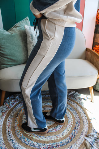 Cozy In Colorblock Pants • Denim Blue