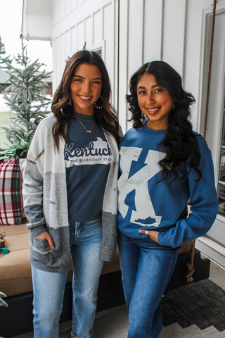 K Is For Kentucky Graphic Sweatshirt • Slate Blue