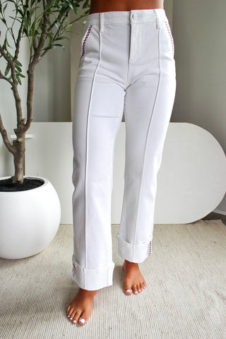 Reese Front Seam Straight Leg • White