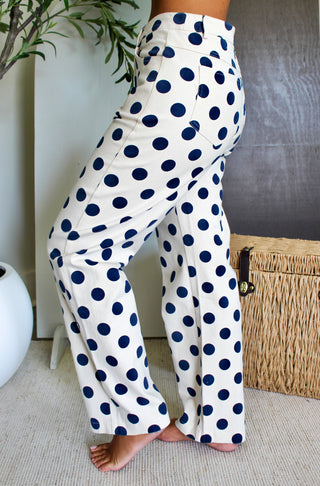 Sophie Dotted Straight Leg Pants • Cream/Navy