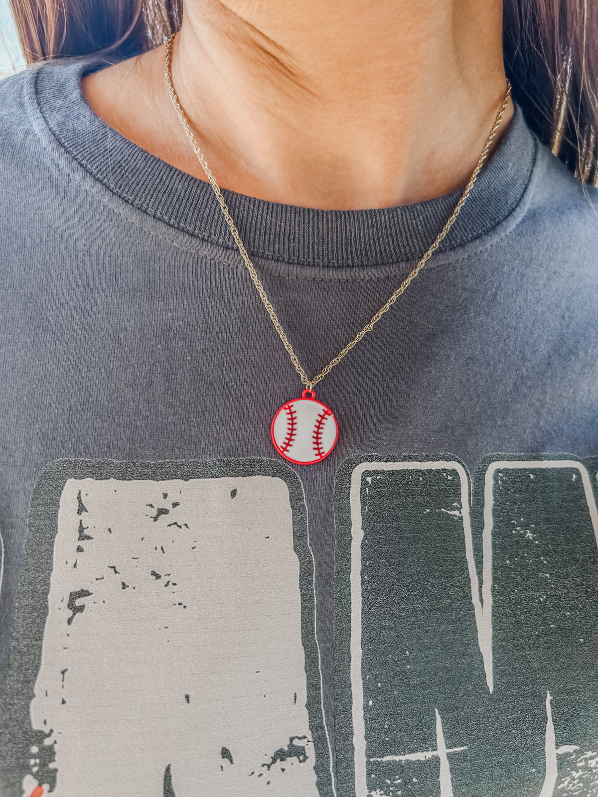 3 Strikes Baseball Necklace • Gold