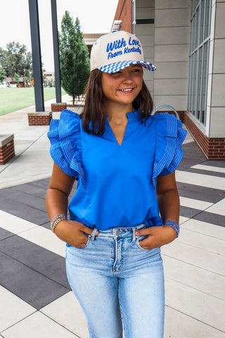 Halftime Hoorah Ruffle Top • Blue