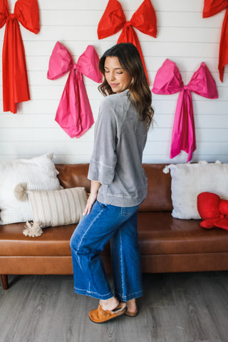 Vivian Corded Velvet Top • Pearl Grey