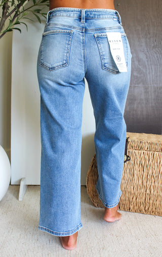 Milena Embroidered Wide Leg • Light Wash