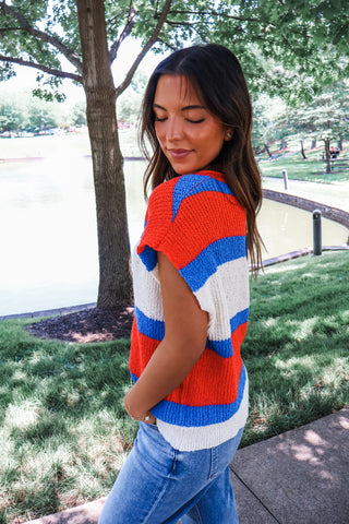 Summer Sale 17 • Tomato Striped Color Block Top - FINAL SALE