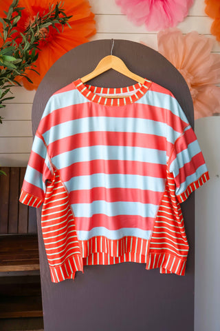 Summer Sale 46 • Contrast Stripes Oversized Top - FINAL SALE
