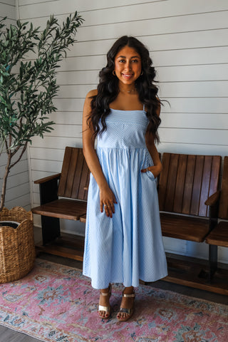 Set Sail Striped Midi • Blue - FINAL SALE