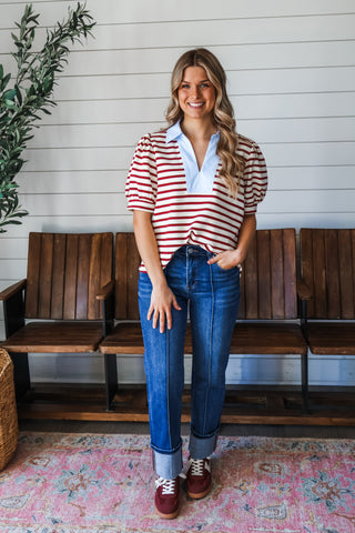 Worth Your While • Maroon Stripe - FINAL SALE