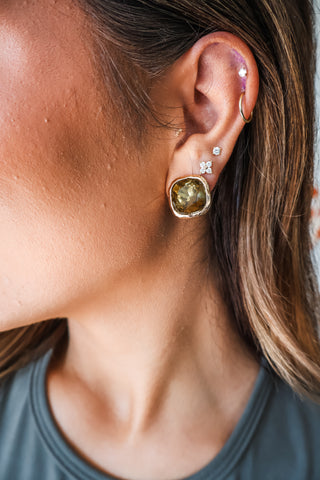 Autumn Glow Stud Earrings • Olive