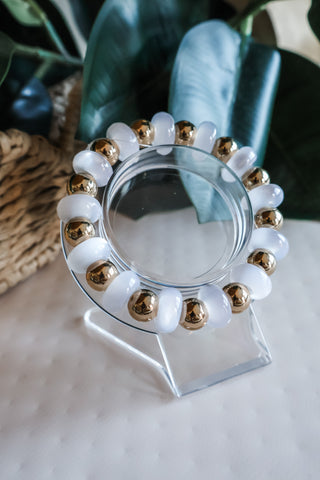 Tiki Time Bead Bracelet • White