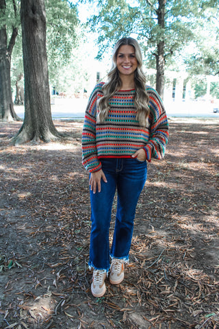 Play It Cool Crochet Sweater • Stripe Multi - FINAL SALE